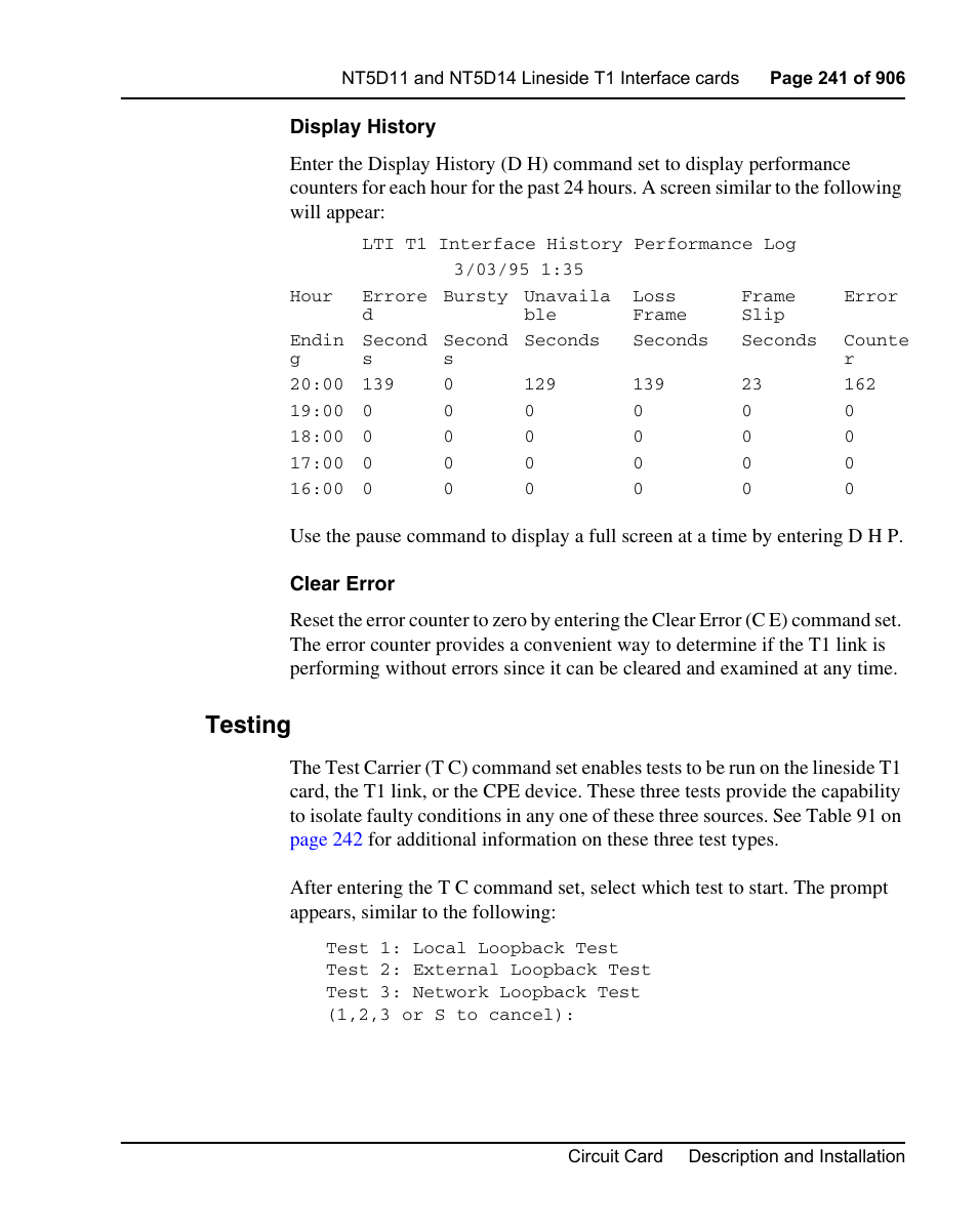 Testing, Found in “testing” on | Nortel Networks Circuit Card User Manual | Page 241 / 908