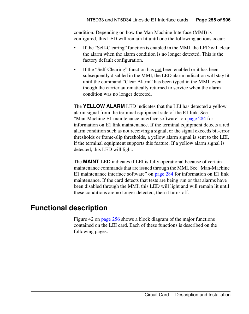 Functional description | Nortel Networks Circuit Card User Manual | Page 255 / 908