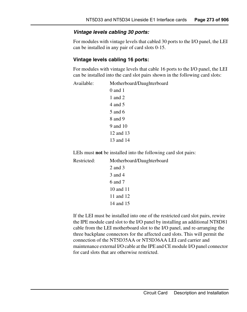 Nortel Networks Circuit Card User Manual | Page 273 / 908