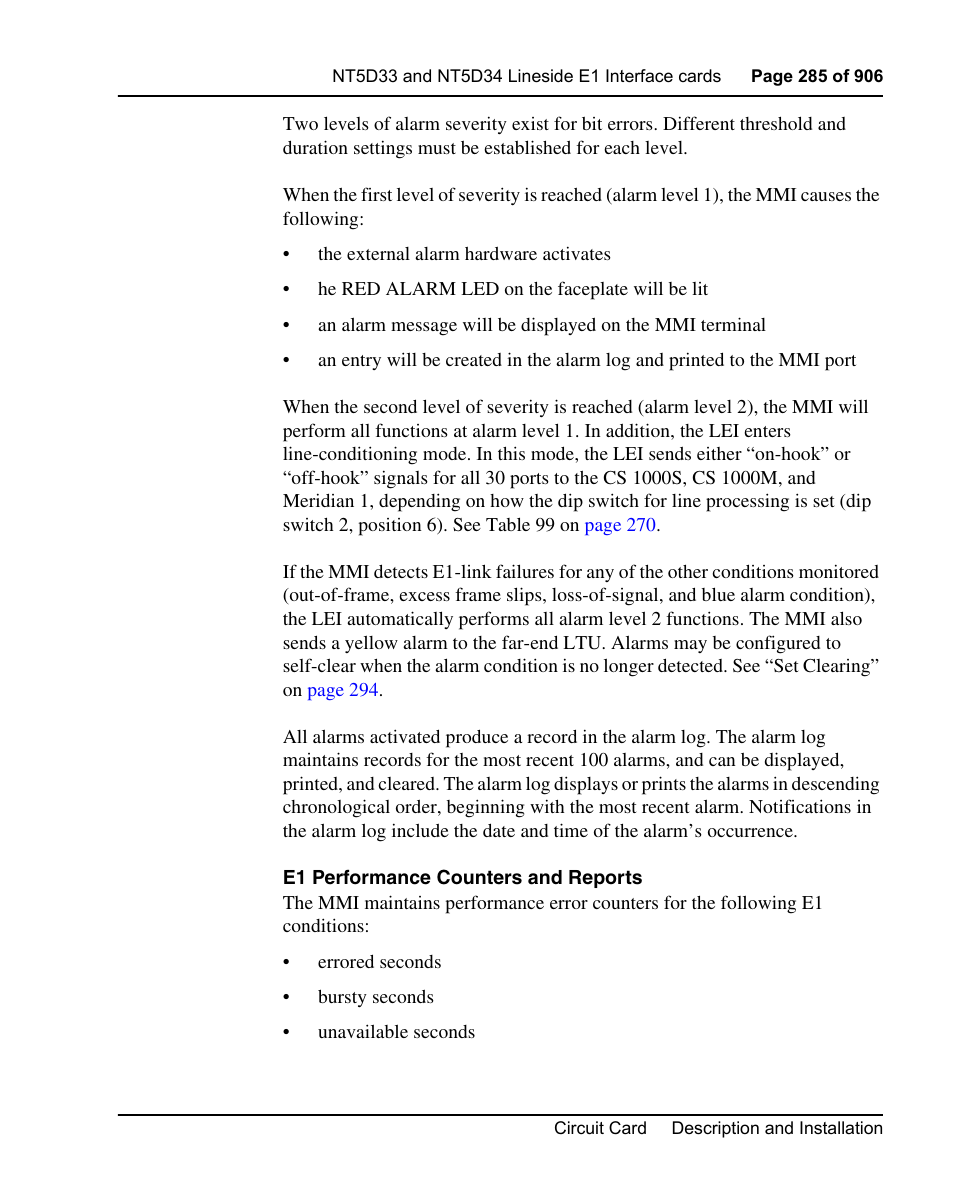 Nortel Networks Circuit Card User Manual | Page 285 / 908
