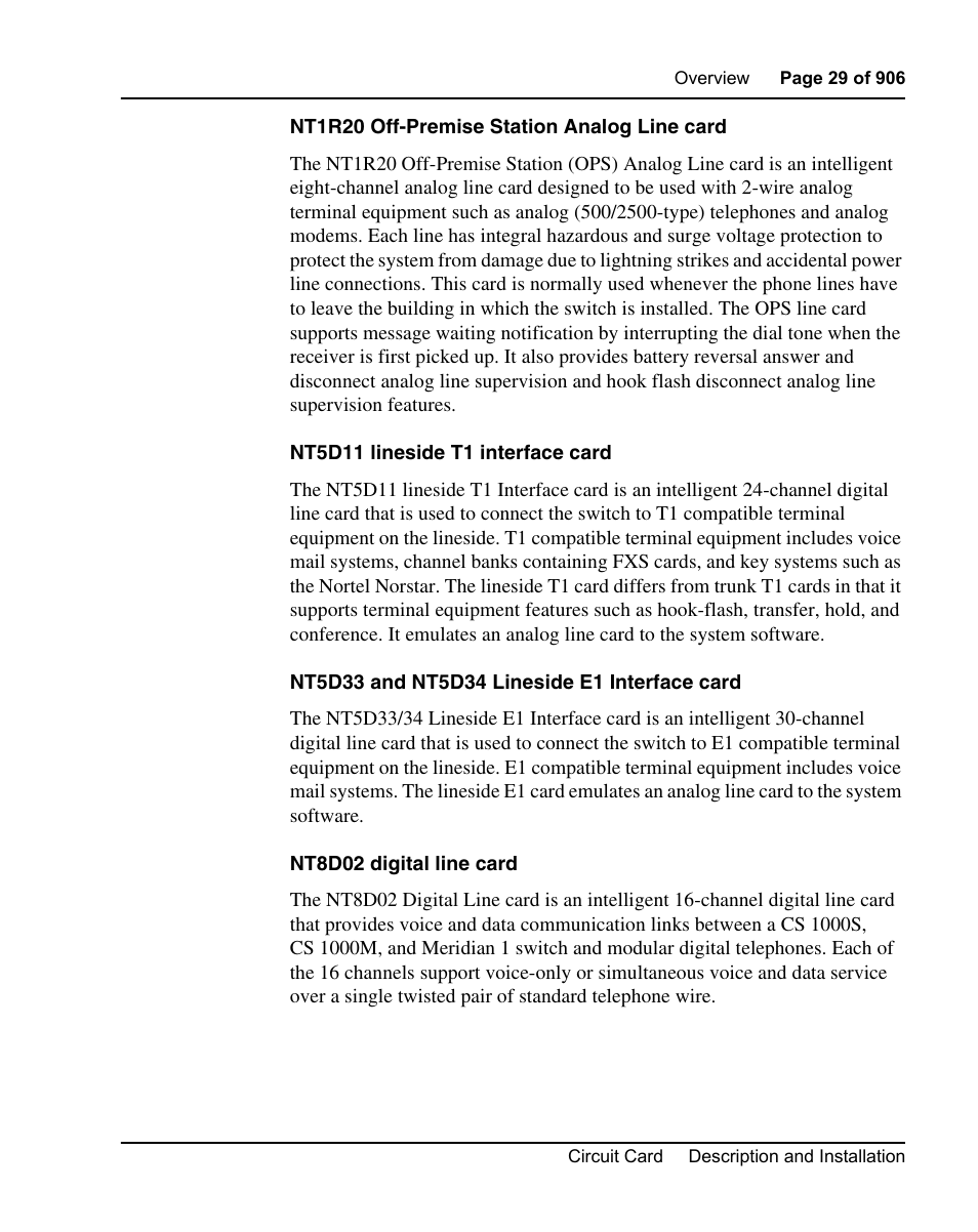 Nortel Networks Circuit Card User Manual | Page 29 / 908