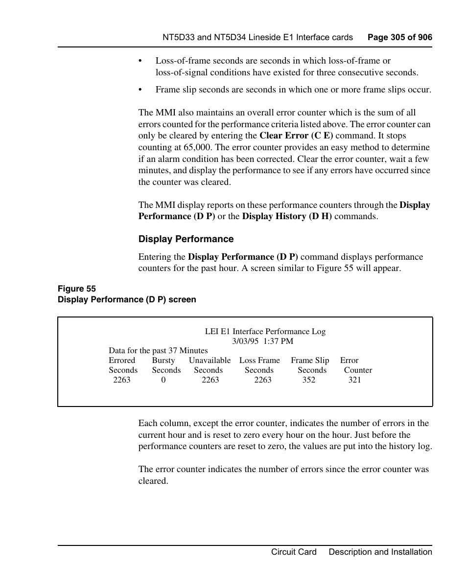 D “display performance” on | Nortel Networks Circuit Card User Manual | Page 305 / 908