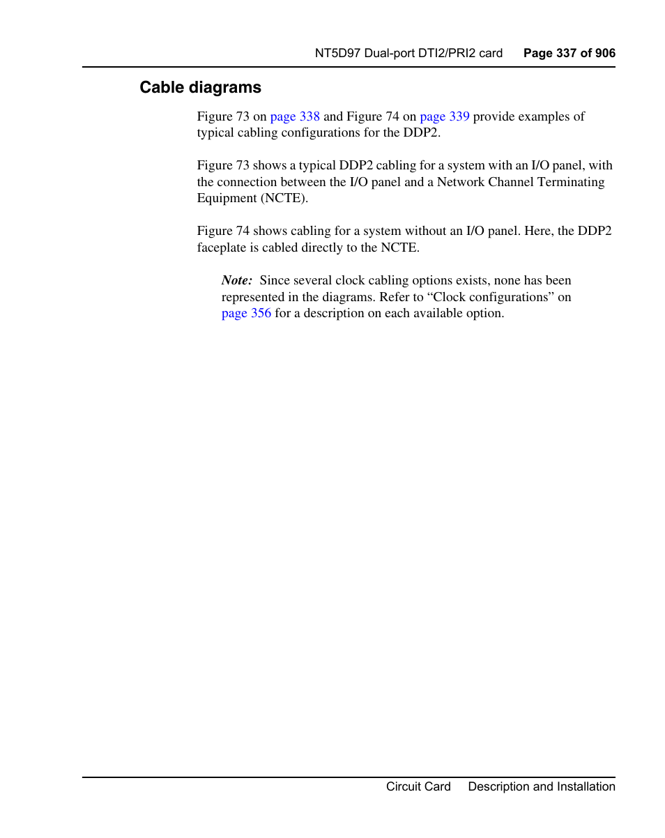 Cable diagrams | Nortel Networks Circuit Card User Manual | Page 337 / 908