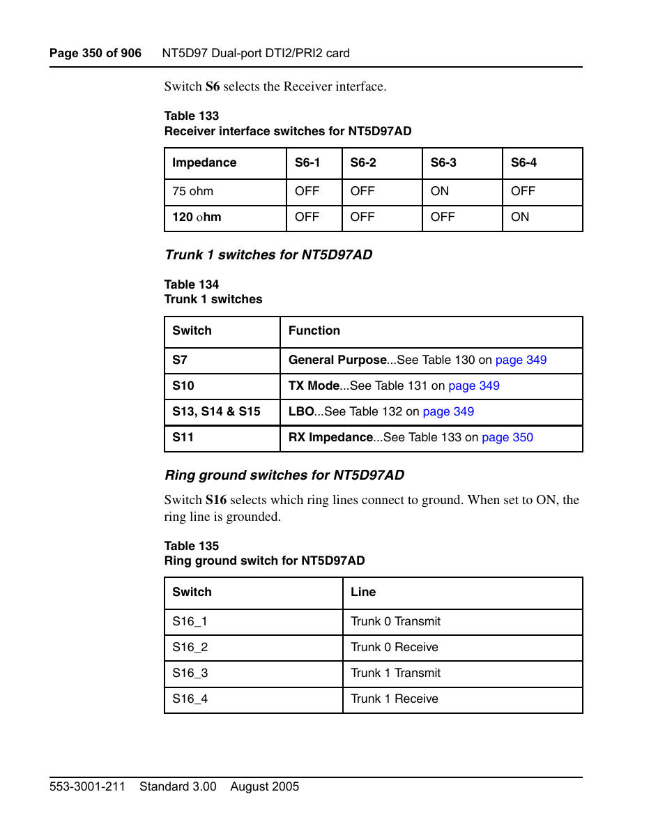 Table 134 on | Nortel Networks Circuit Card User Manual | Page 350 / 908