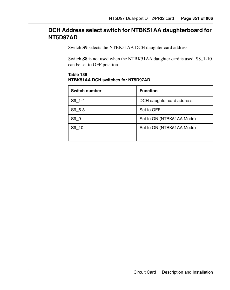 Nortel Networks Circuit Card User Manual | Page 351 / 908