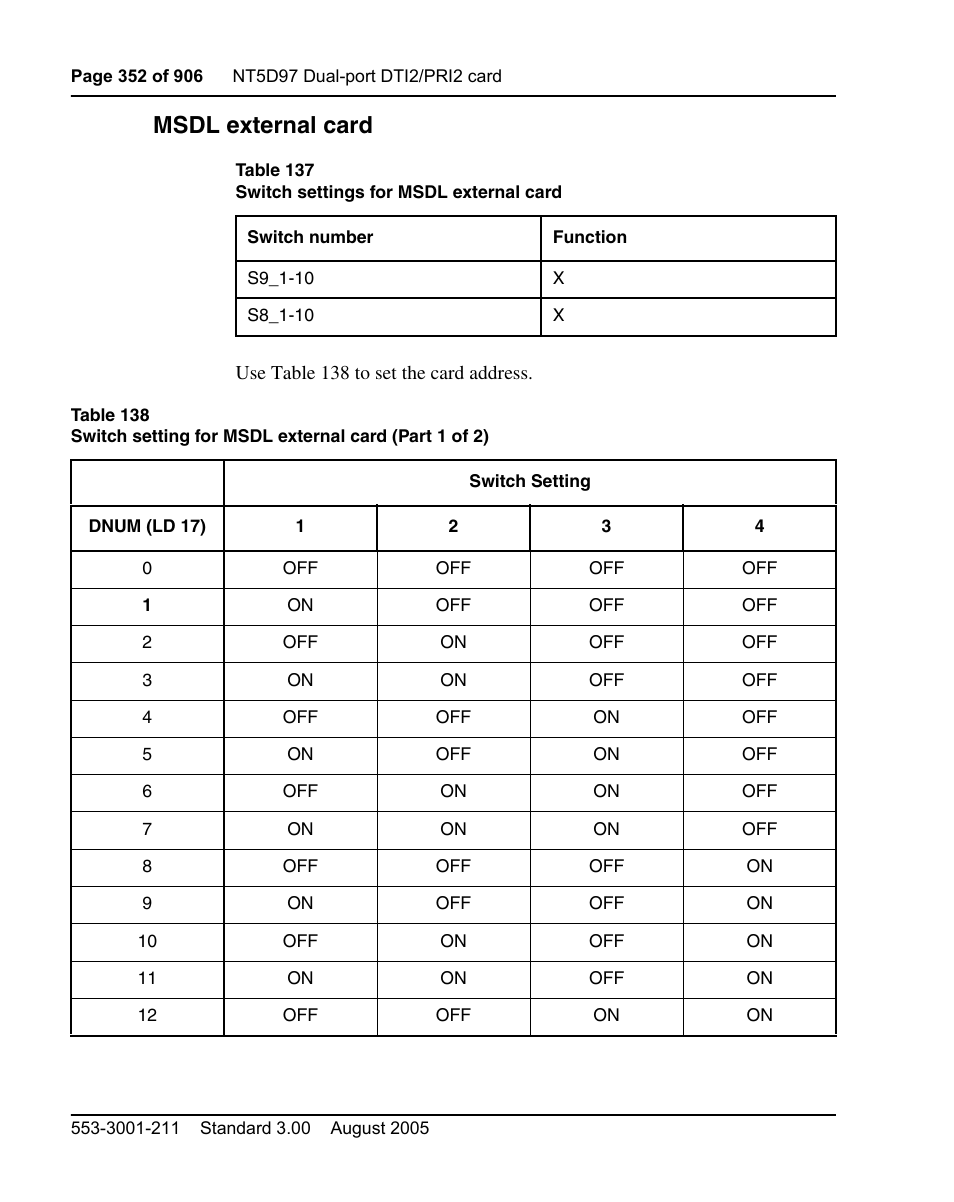 Msdl external card | Nortel Networks Circuit Card User Manual | Page 352 / 908
