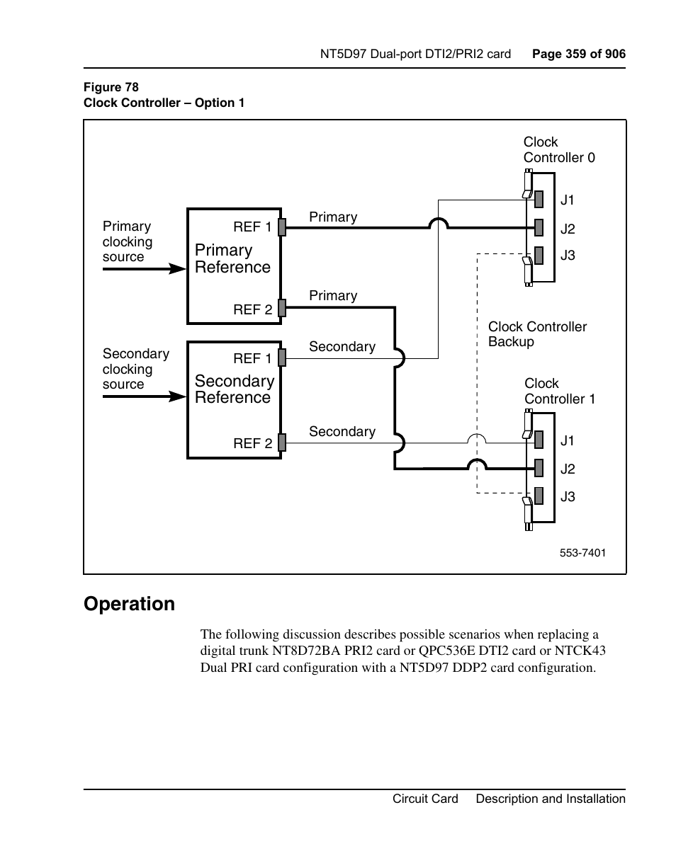 Operation, N in figure 78 throu, Figure 78 | Primary reference secondary reference | Nortel Networks Circuit Card User Manual | Page 359 / 908