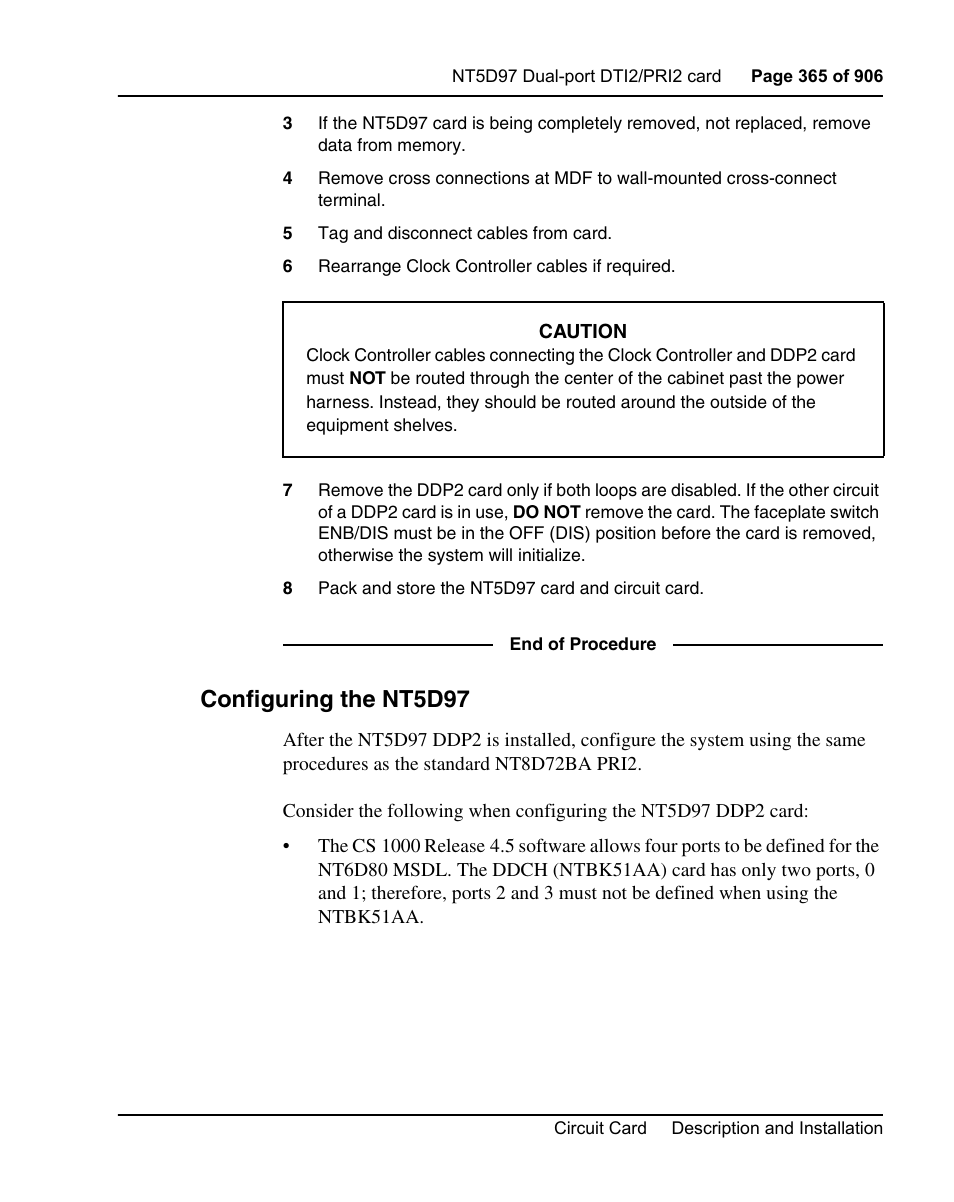 Configuring the nt5d97 | Nortel Networks Circuit Card User Manual | Page 365 / 908