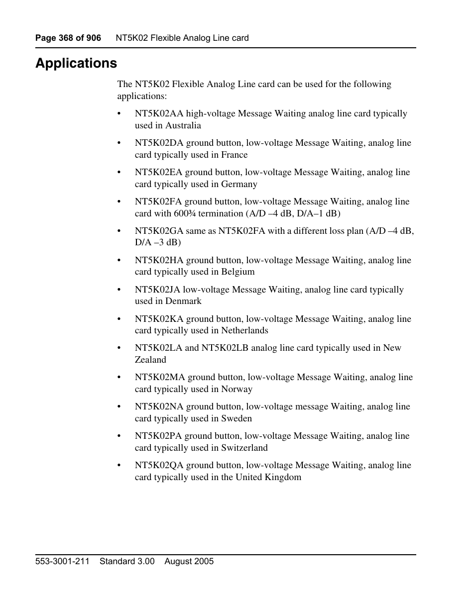 Applications | Nortel Networks Circuit Card User Manual | Page 368 / 908