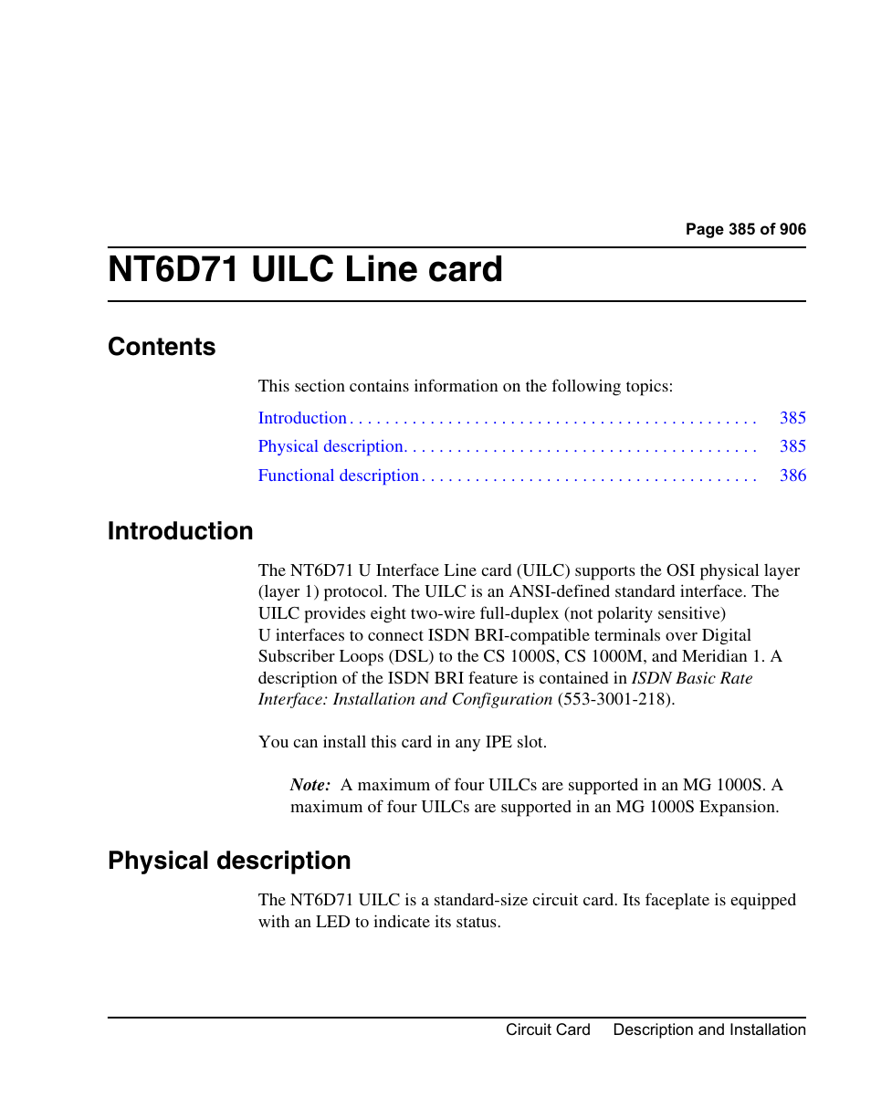 Nortel Networks Circuit Card User Manual | Page 385 / 908