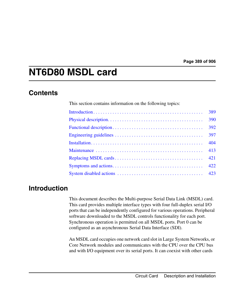 Nortel Networks Circuit Card User Manual | Page 389 / 908
