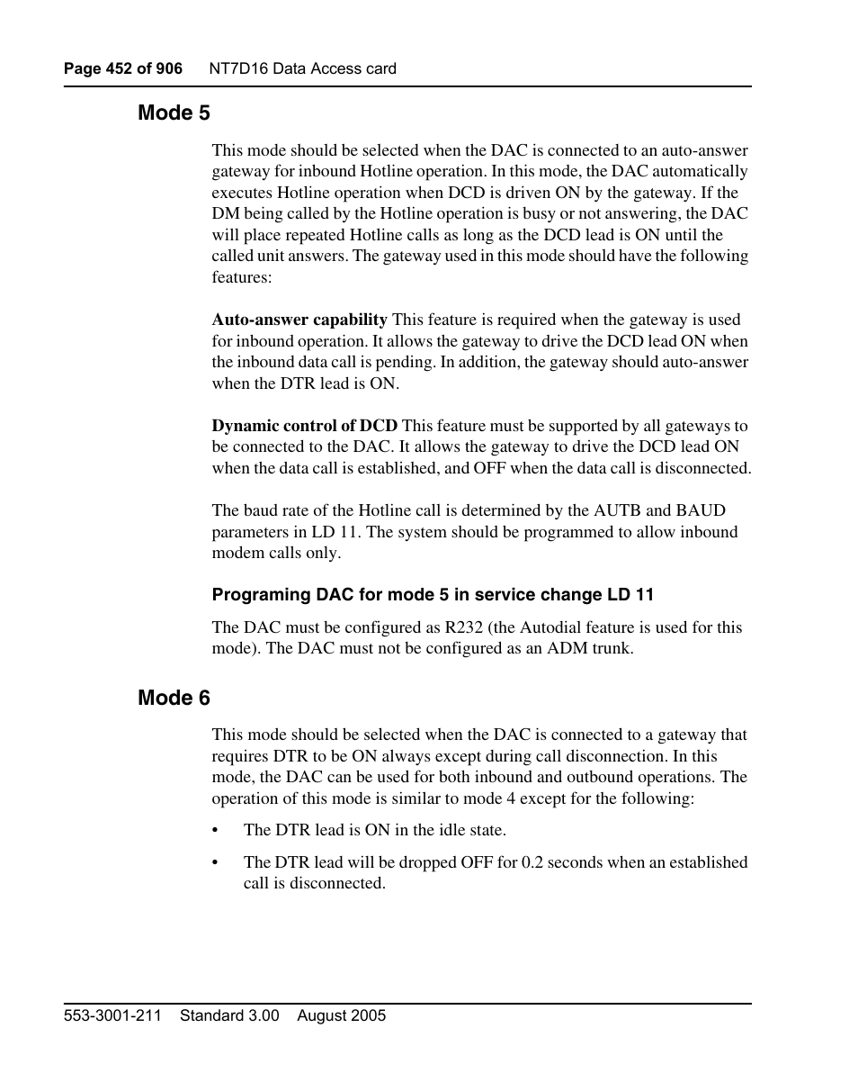 Mode 5, Mode 6 | Nortel Networks Circuit Card User Manual | Page 452 / 908