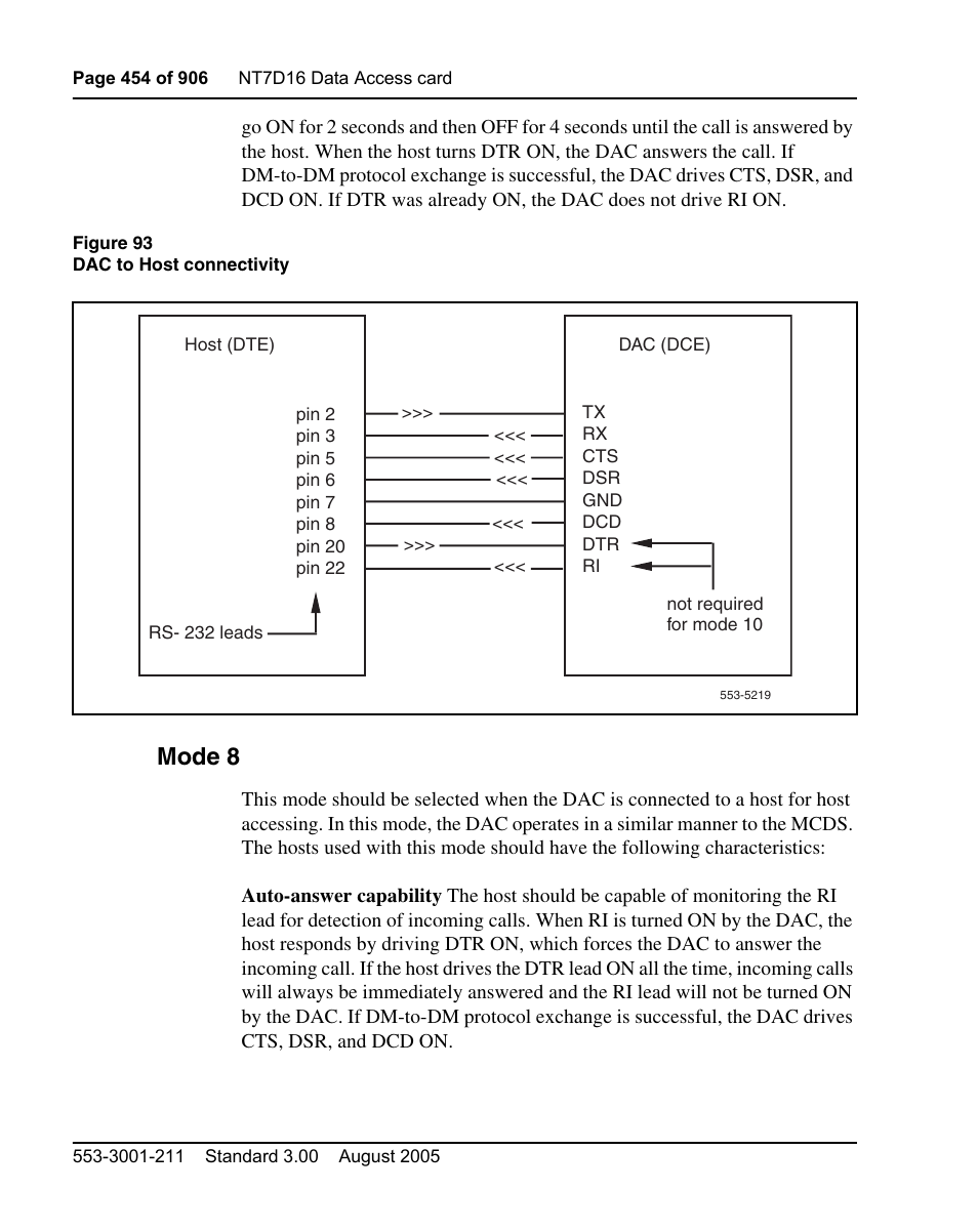 Mode 8, S (see figure 93 on, Cts, dsr | Nortel Networks Circuit Card User Manual | Page 454 / 908