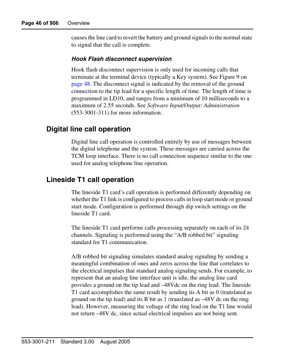 Digital line call operation, Lineside t1 call operation | Nortel Networks Circuit Card User Manual | Page 46 / 908