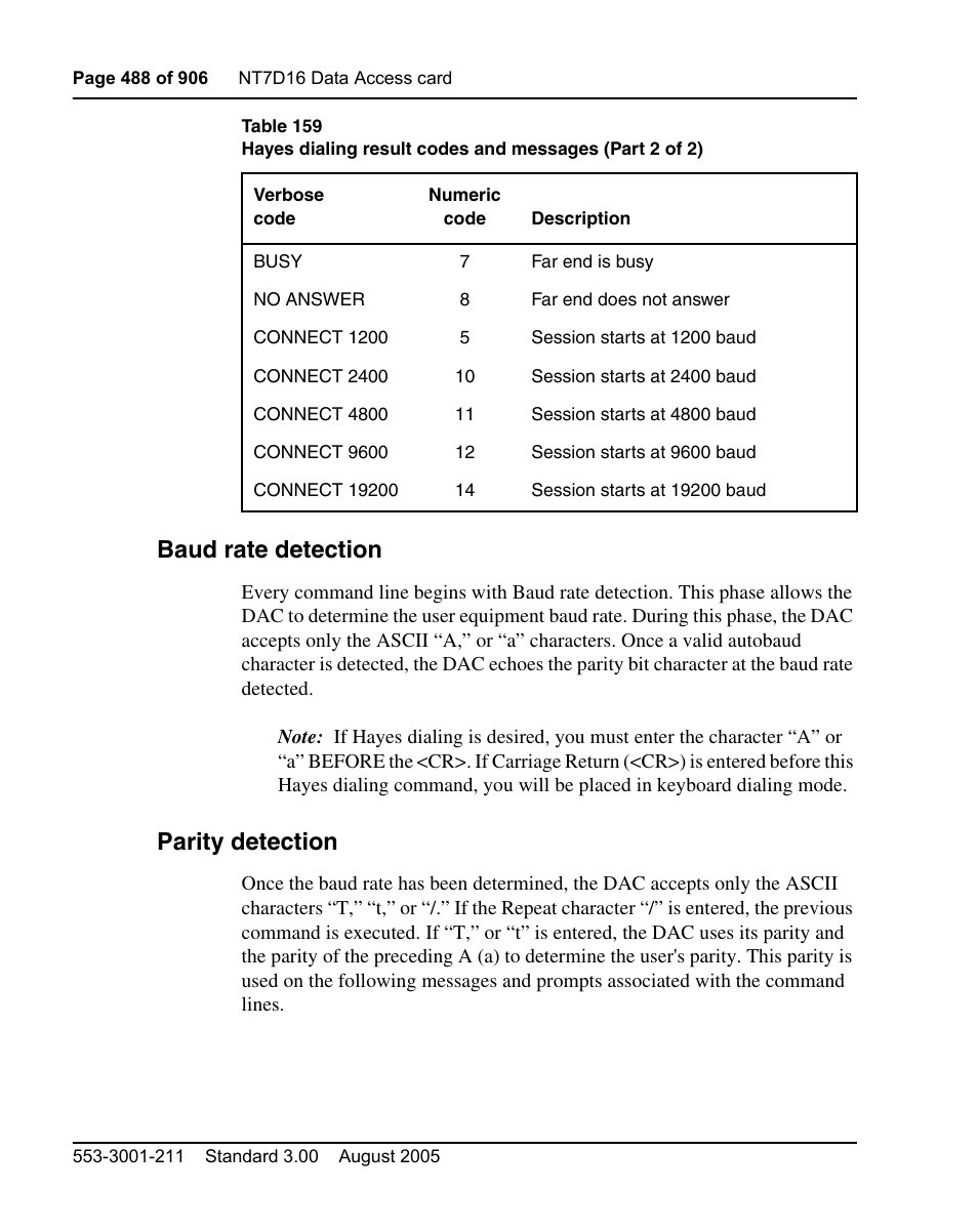 Baud rate detection, Parity detection | Nortel Networks Circuit Card User Manual | Page 488 / 908
