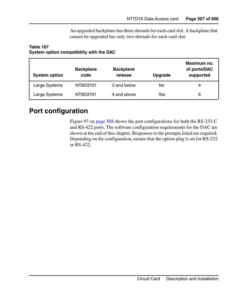 Port configuration | Nortel Networks Circuit Card User Manual | Page 507 / 908