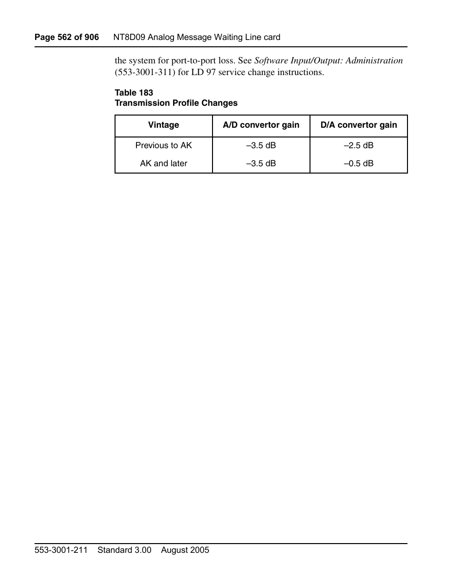 See table 183 on | Nortel Networks Circuit Card User Manual | Page 562 / 908