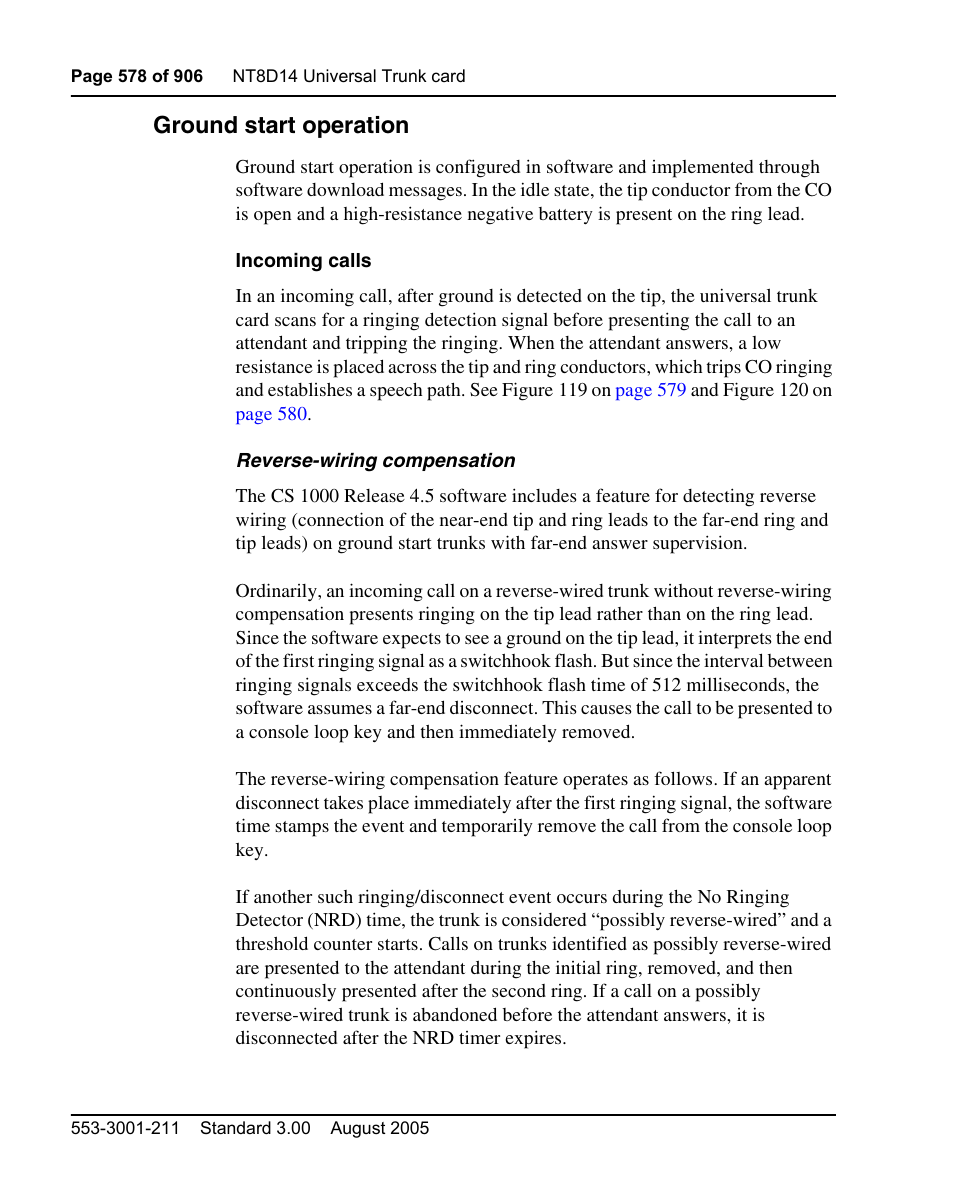 Ground start operation | Nortel Networks Circuit Card User Manual | Page 578 / 908