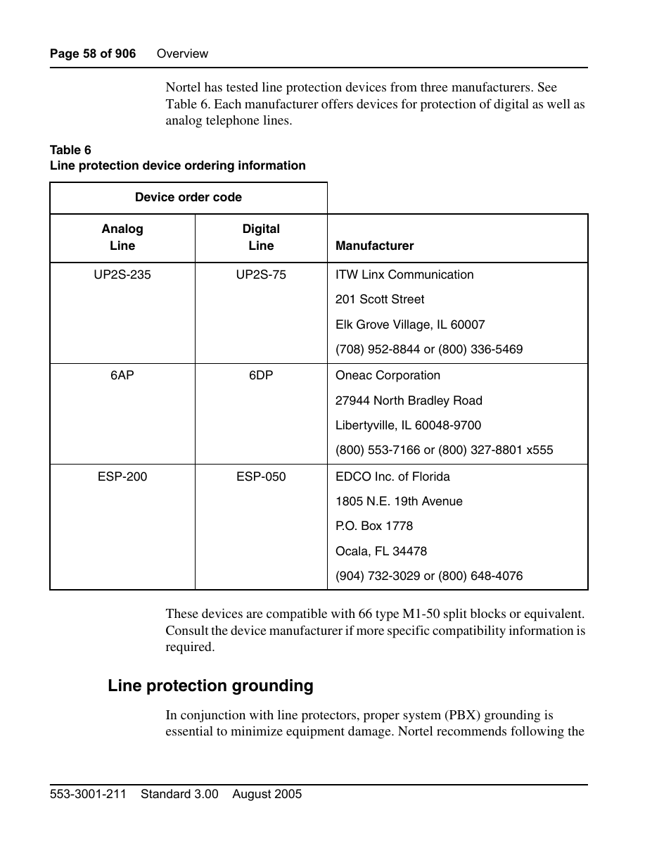 Line protection grounding | Nortel Networks Circuit Card User Manual | Page 58 / 908