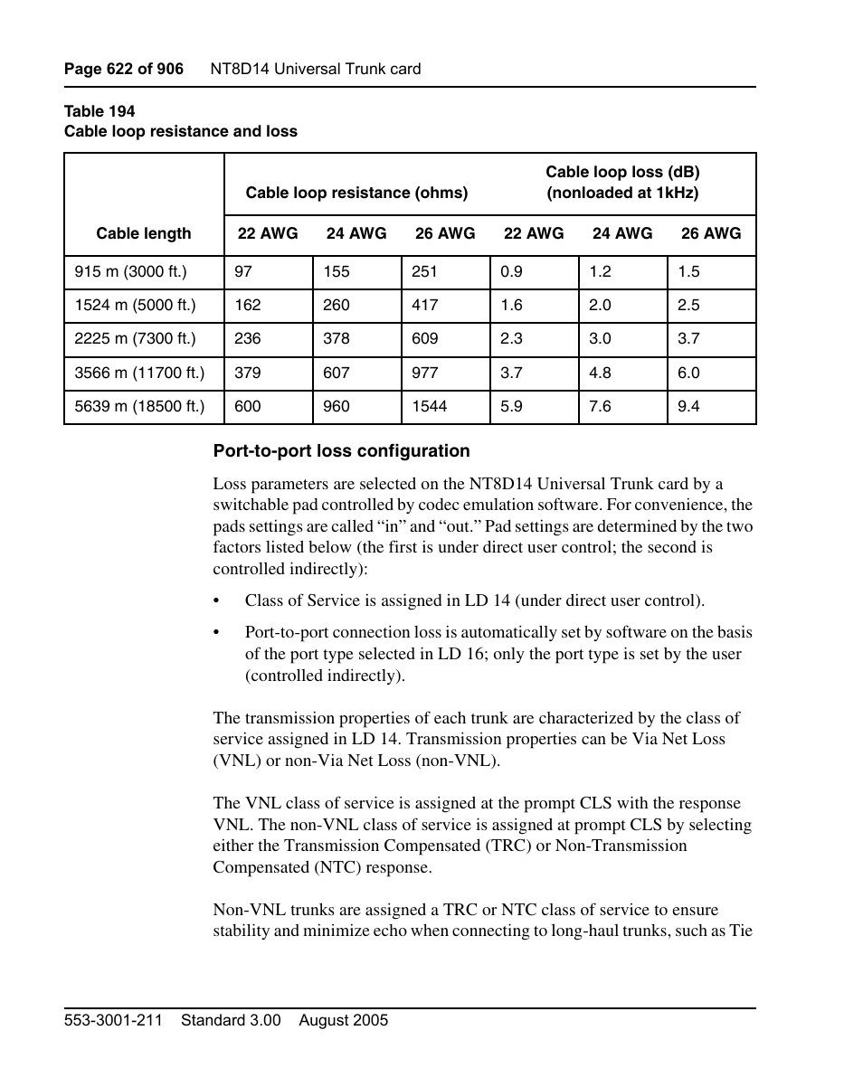 Table 194 on | Nortel Networks Circuit Card User Manual | Page 622 / 908