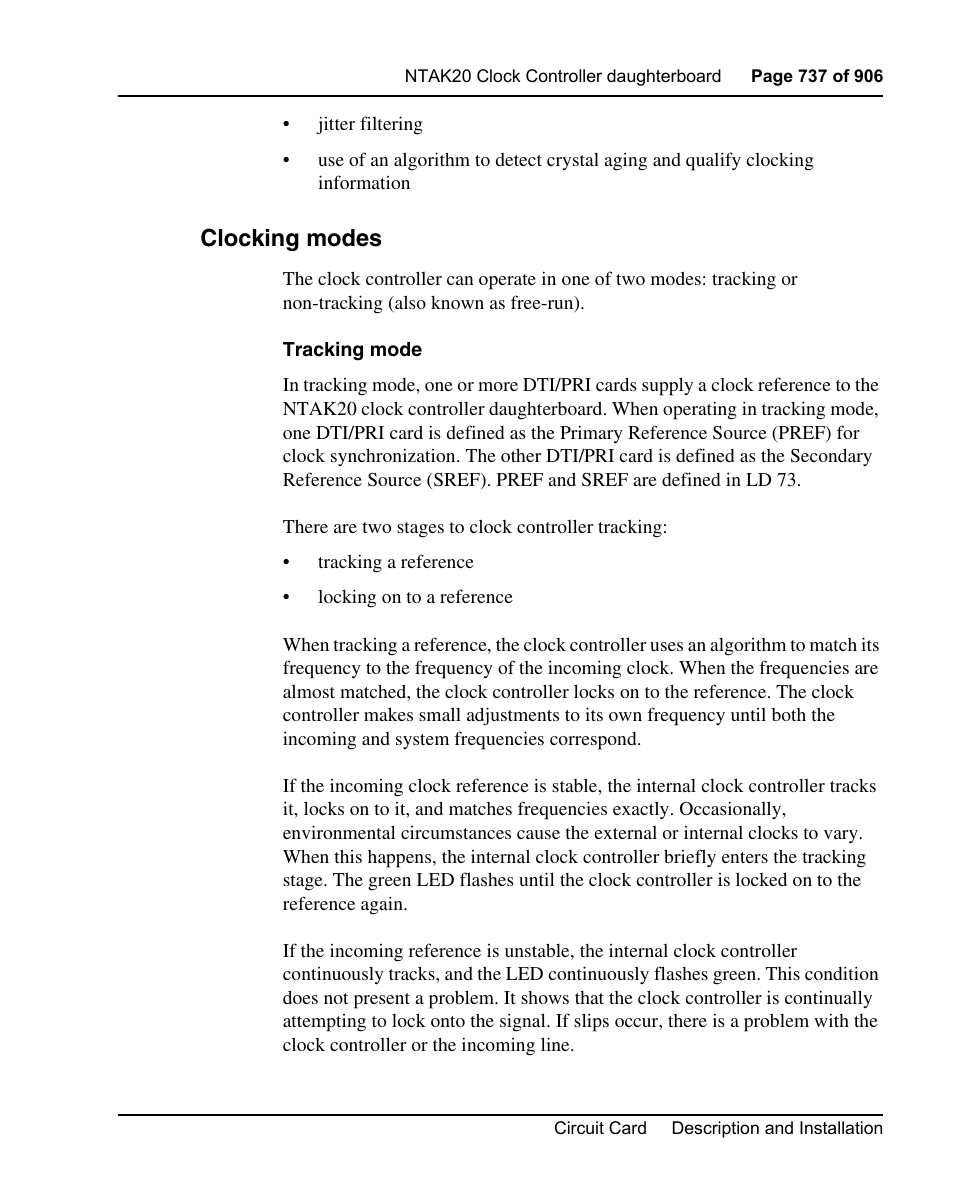 Clocking modes | Nortel Networks Circuit Card User Manual | Page 737 / 908