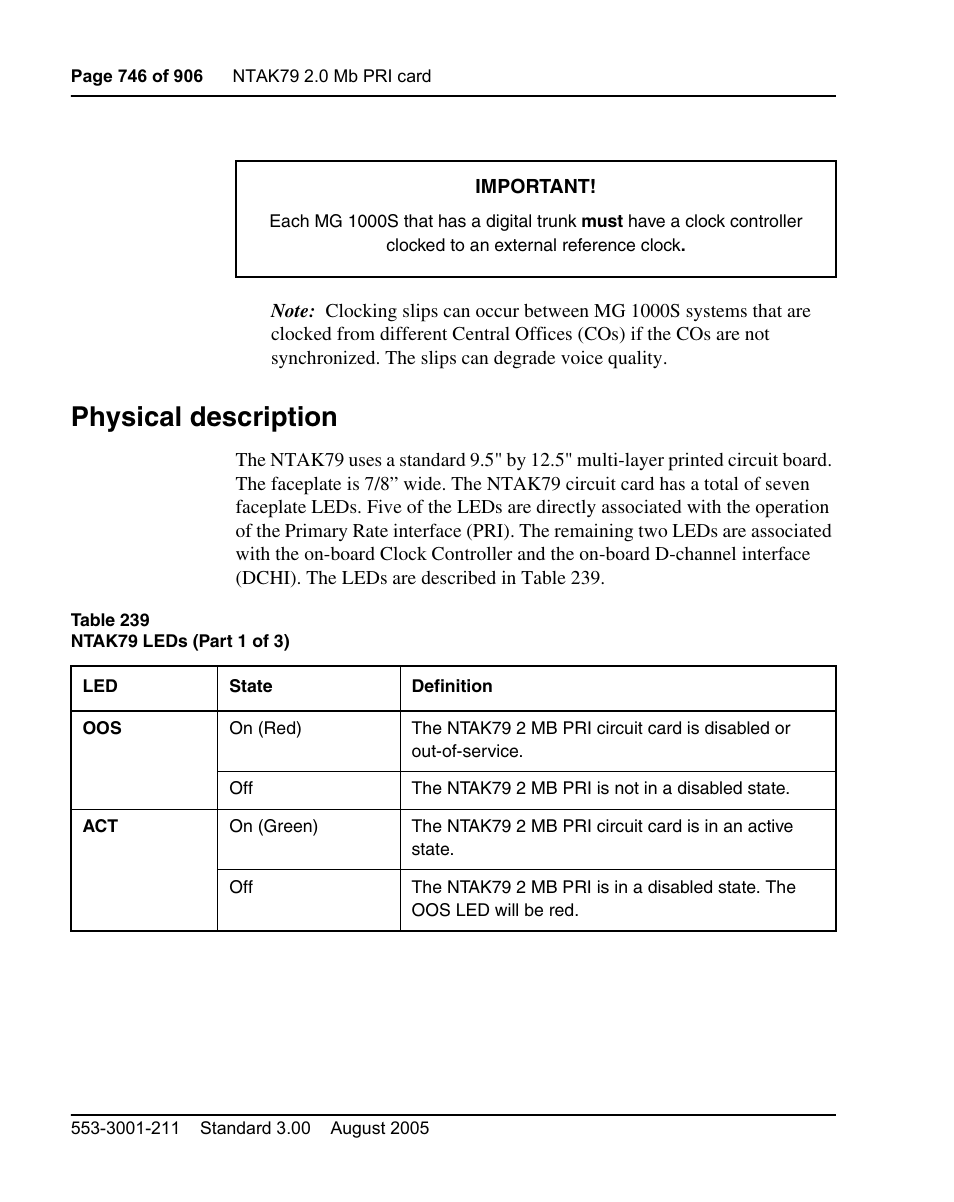 Physical description | Nortel Networks Circuit Card User Manual | Page 746 / 908