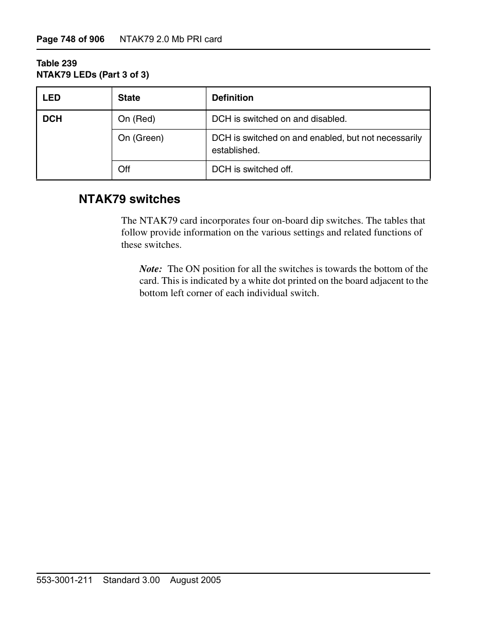 Ntak79 switches | Nortel Networks Circuit Card User Manual | Page 748 / 908