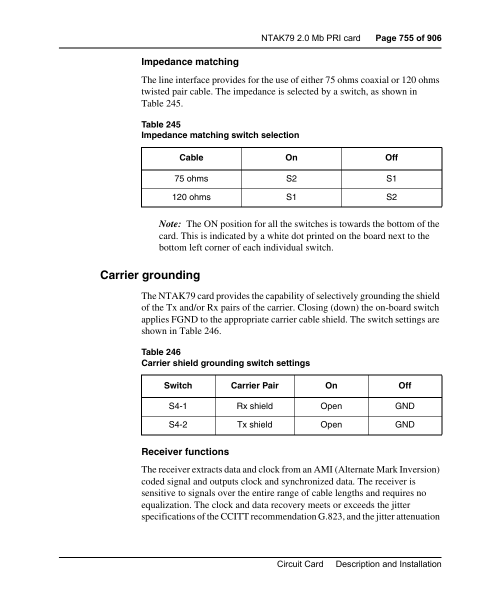 Carrier grounding | Nortel Networks Circuit Card User Manual | Page 755 / 908