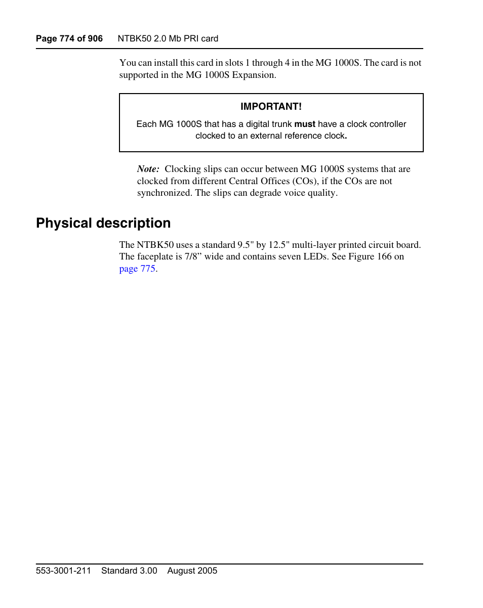 Physical description | Nortel Networks Circuit Card User Manual | Page 774 / 908