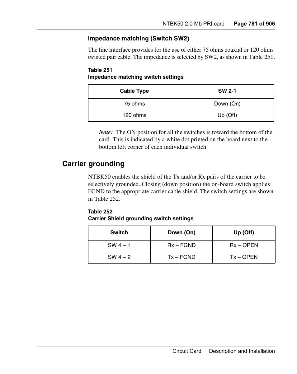Carrier grounding | Nortel Networks Circuit Card User Manual | Page 781 / 908