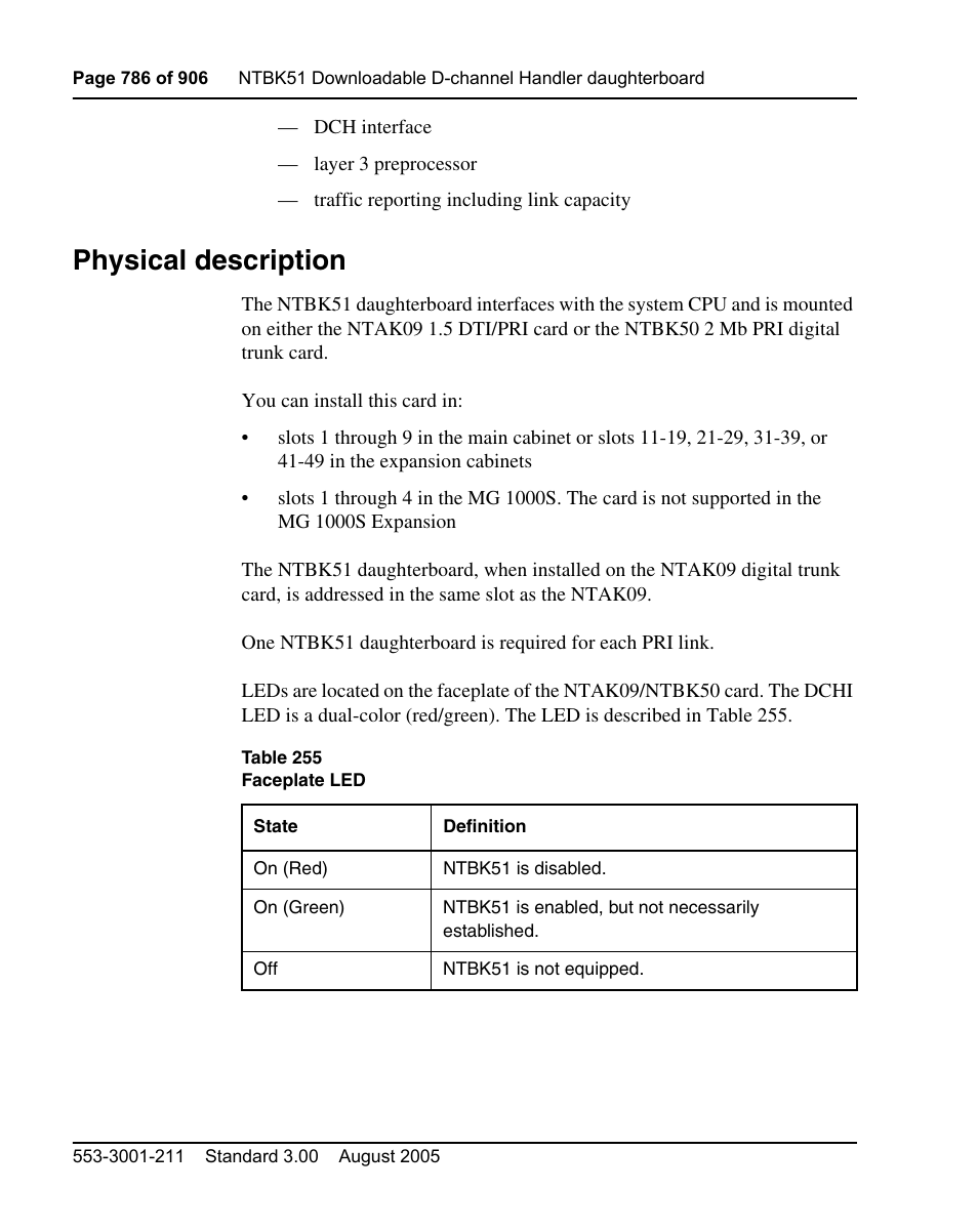 Physical description | Nortel Networks Circuit Card User Manual | Page 786 / 908