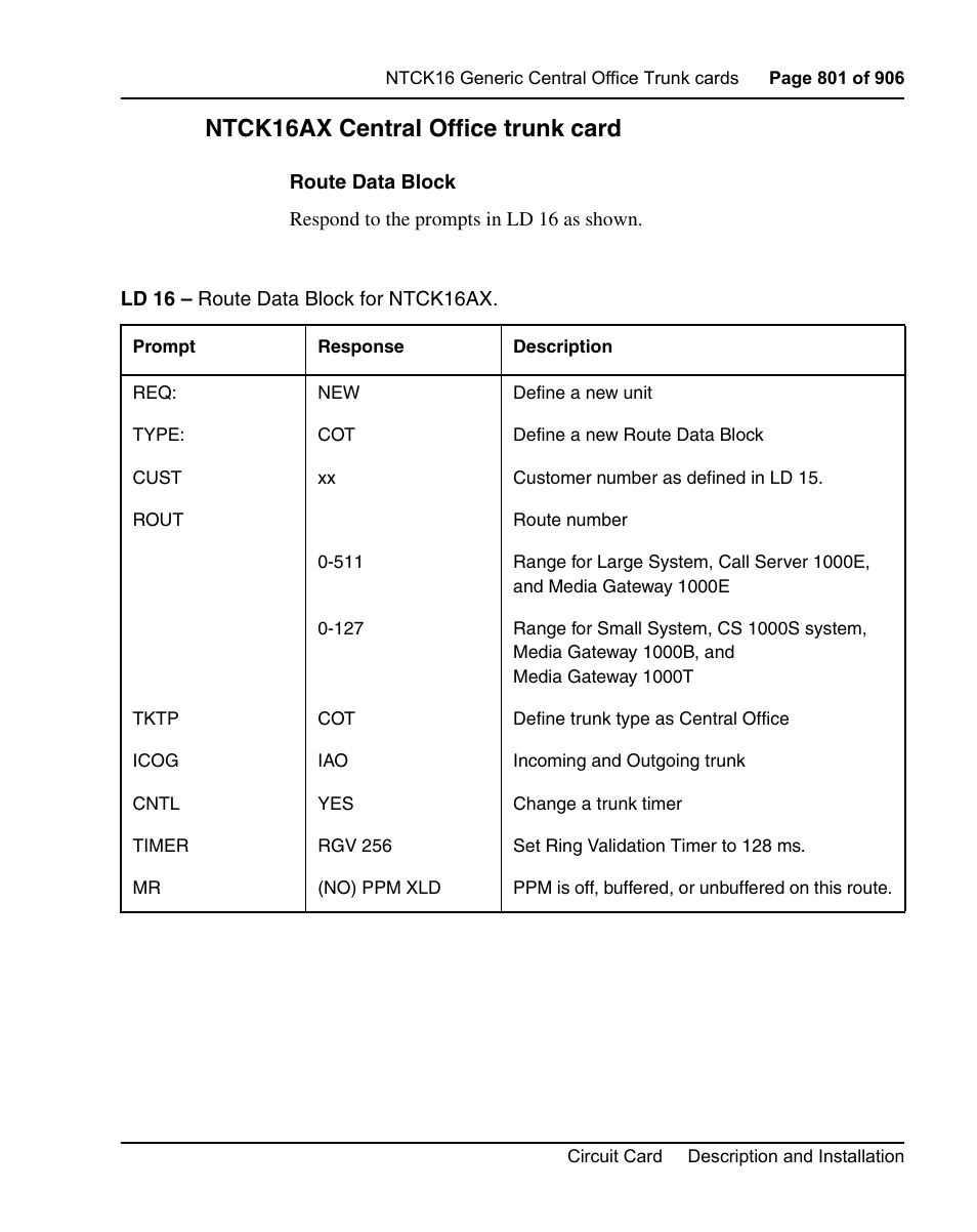 Ntck16ax central office trunk card | Nortel Networks Circuit Card User Manual | Page 801 / 908