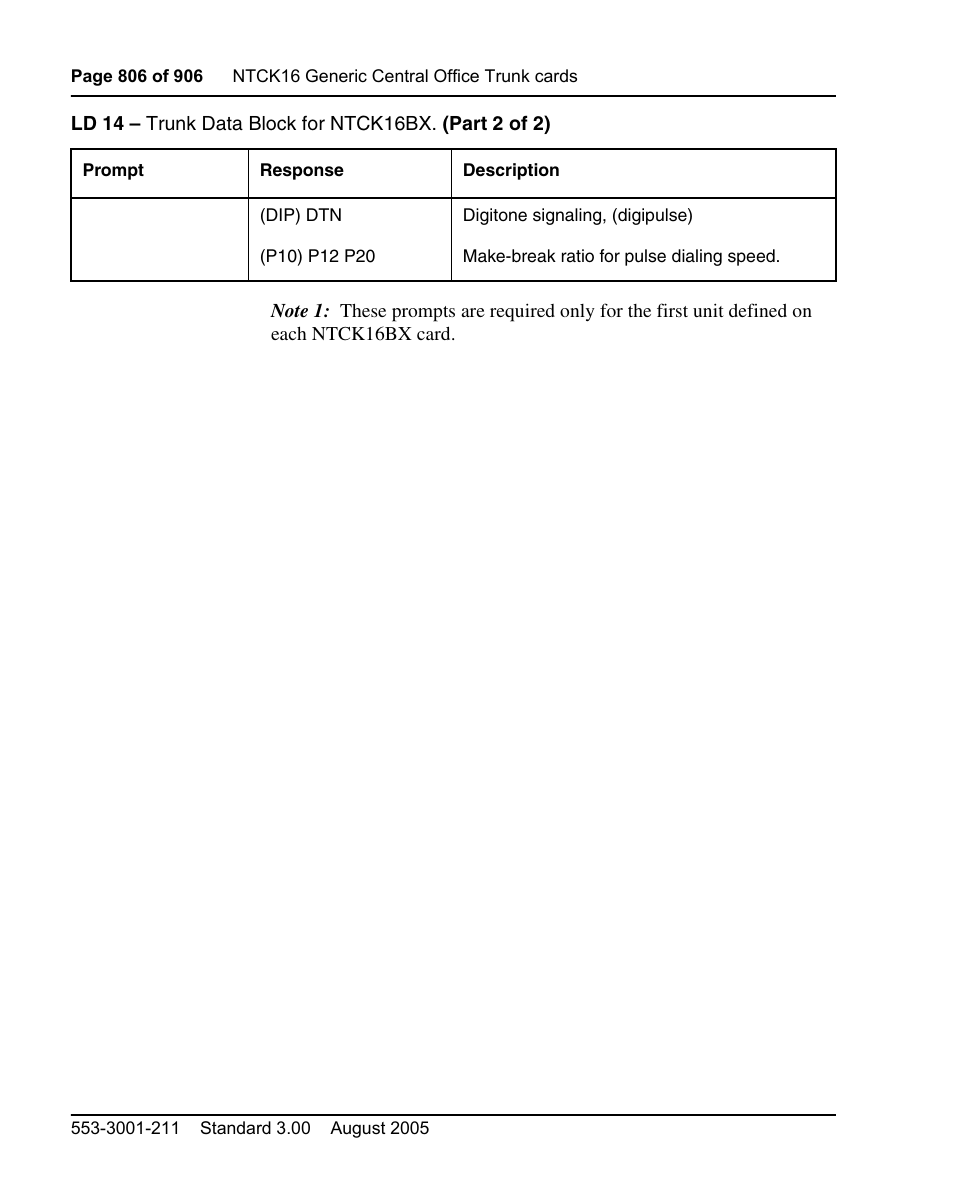 See note 1 on | Nortel Networks Circuit Card User Manual | Page 806 / 908