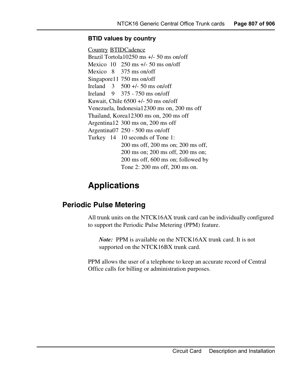 Applications, Periodic pulse metering | Nortel Networks Circuit Card User Manual | Page 807 / 908