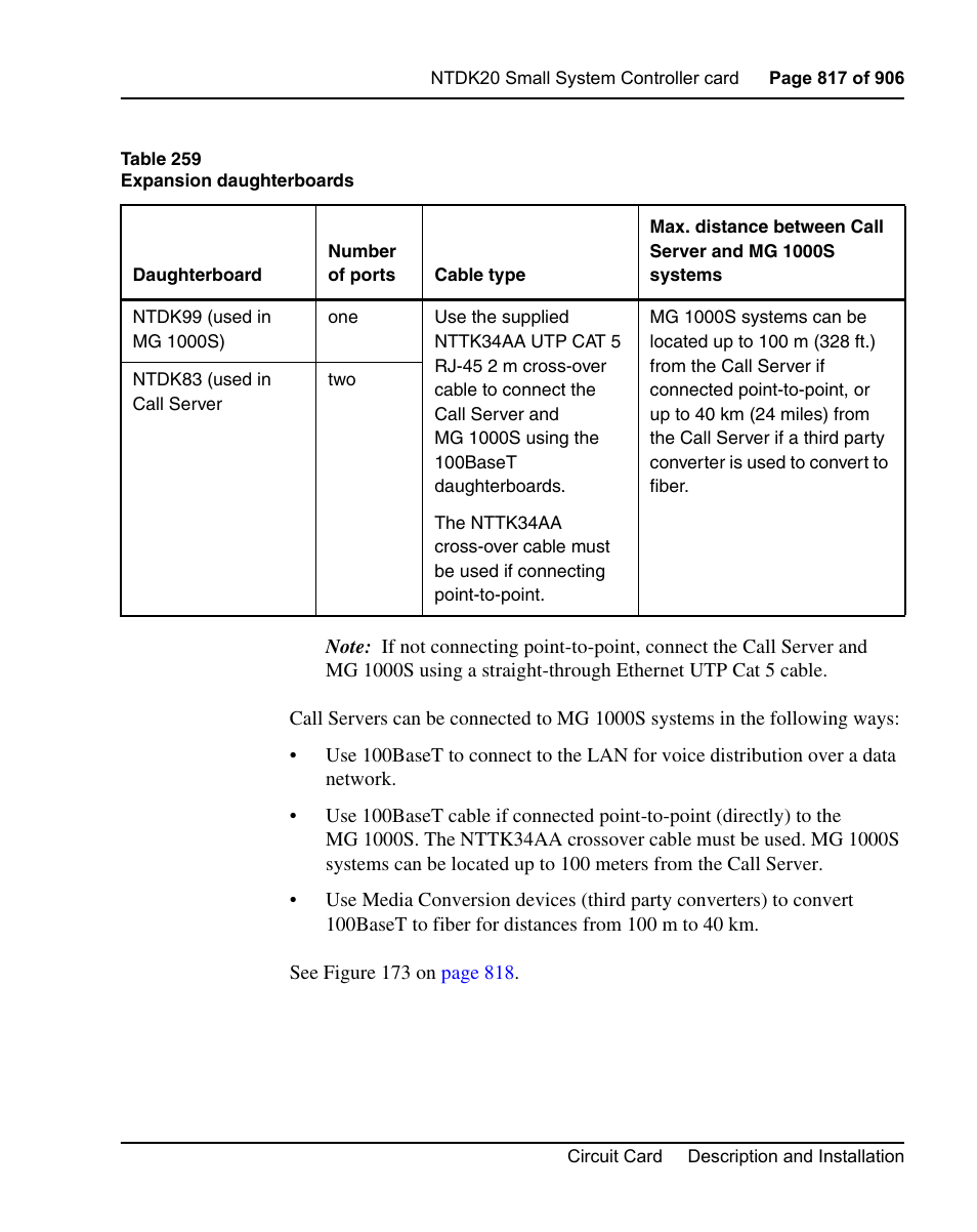 Table 259 on, Provi | Nortel Networks Circuit Card User Manual | Page 817 / 908