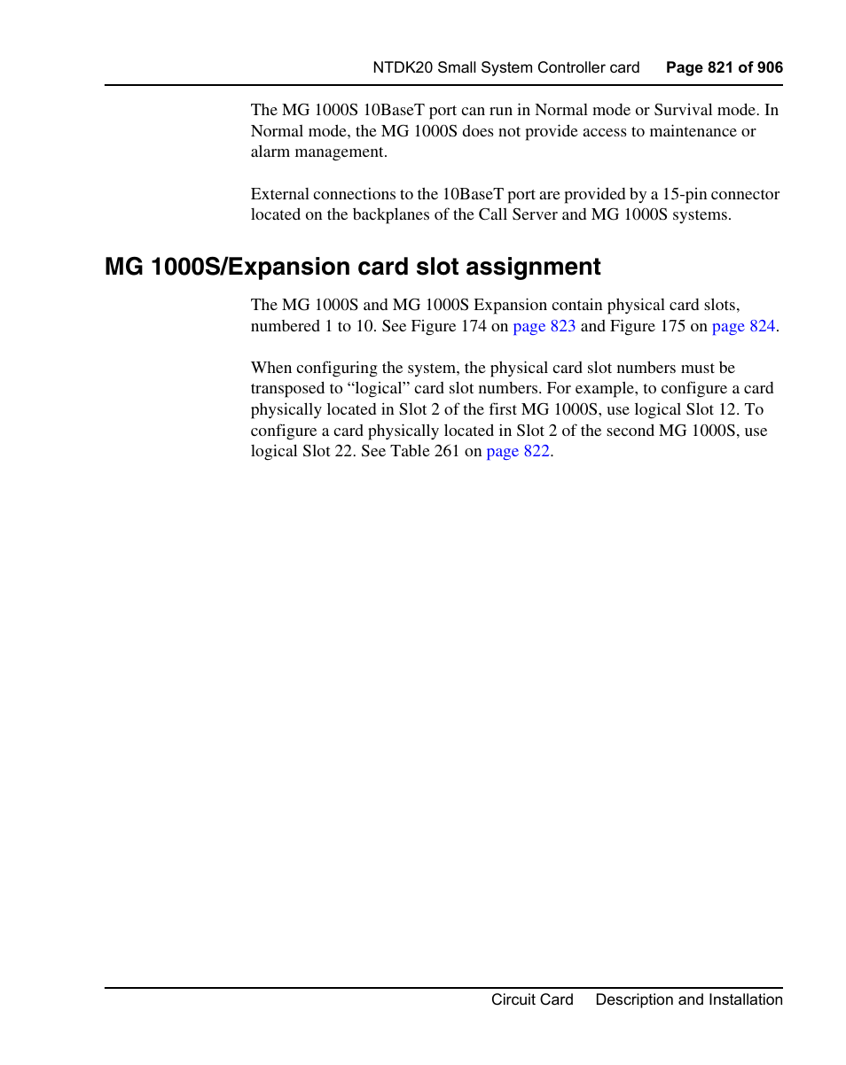 Mg 1000s/expansion card slot assignment | Nortel Networks Circuit Card User Manual | Page 821 / 908