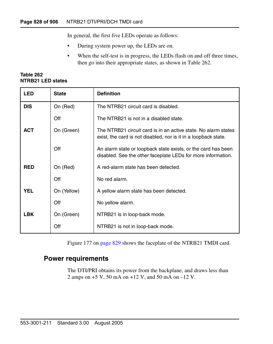 Power requirements | Nortel Networks Circuit Card User Manual | Page 828 / 908