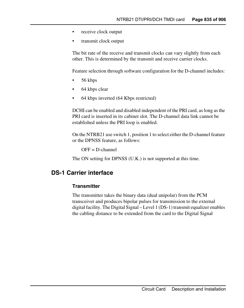 Ds-1 carrier interface | Nortel Networks Circuit Card User Manual | Page 835 / 908