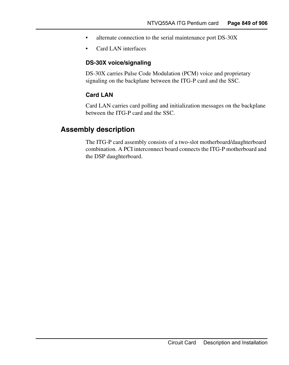 Assembly description | Nortel Networks Circuit Card User Manual | Page 849 / 908