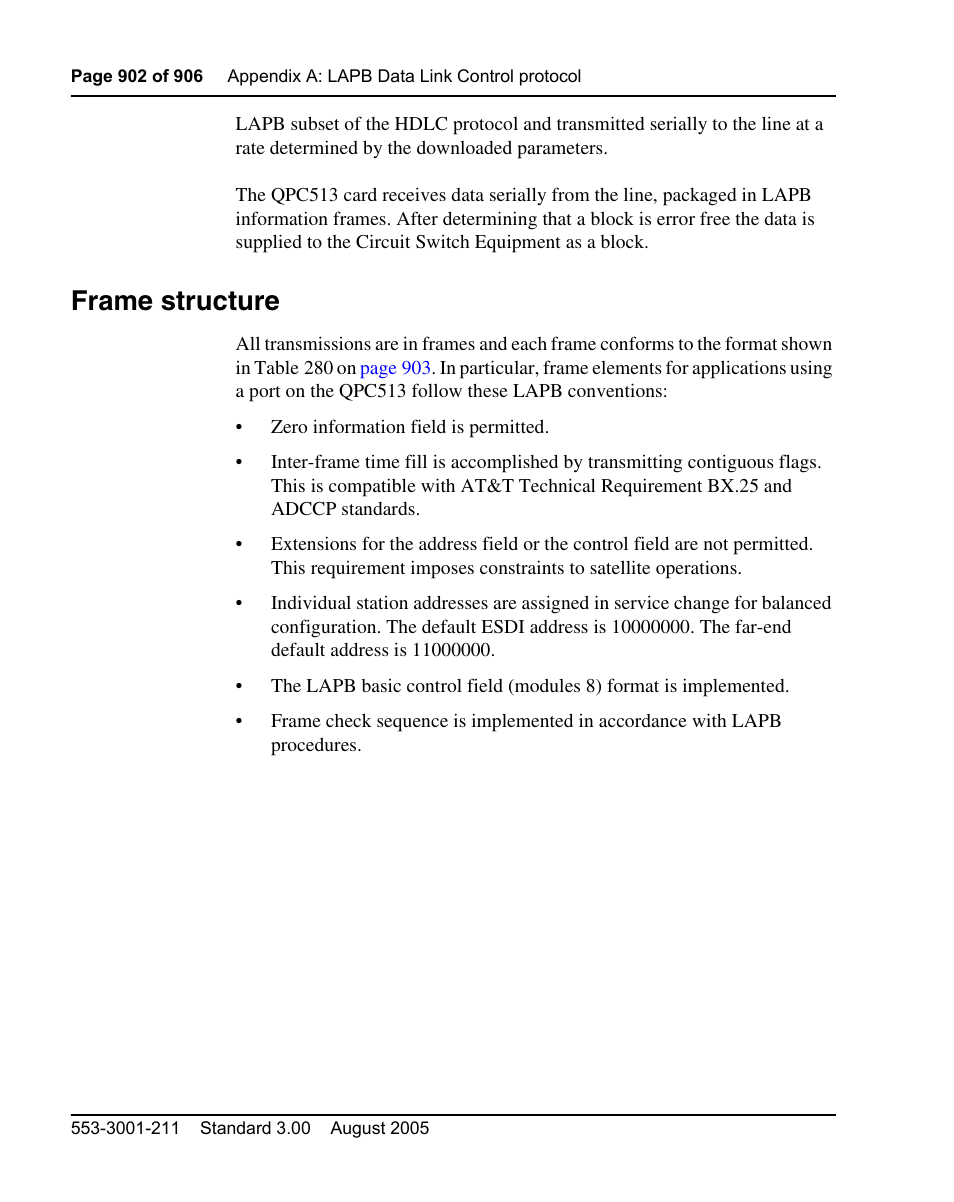 Frame structure | Nortel Networks Circuit Card User Manual | Page 902 / 908