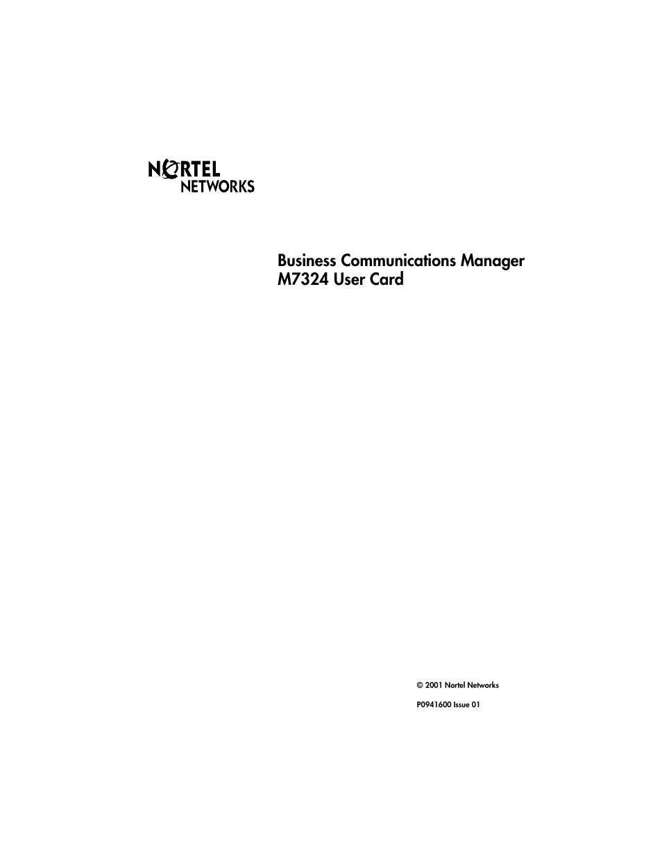 Nortel Networks Norstar M7324 User Manual | 6 pages