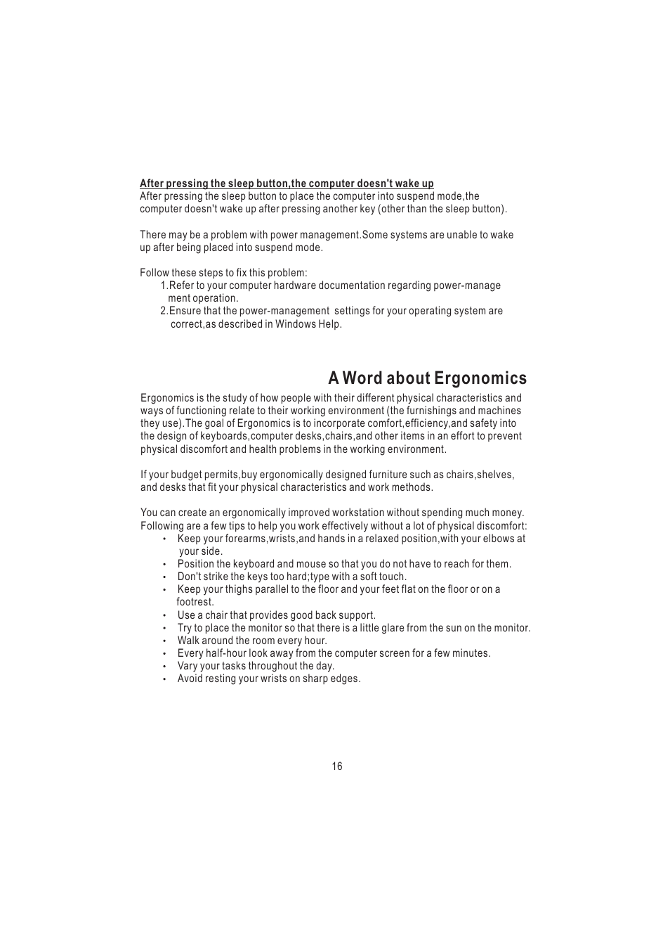 A word about ergonomics | Nortel Networks AKM9600/8 User Manual | Page 19 / 19