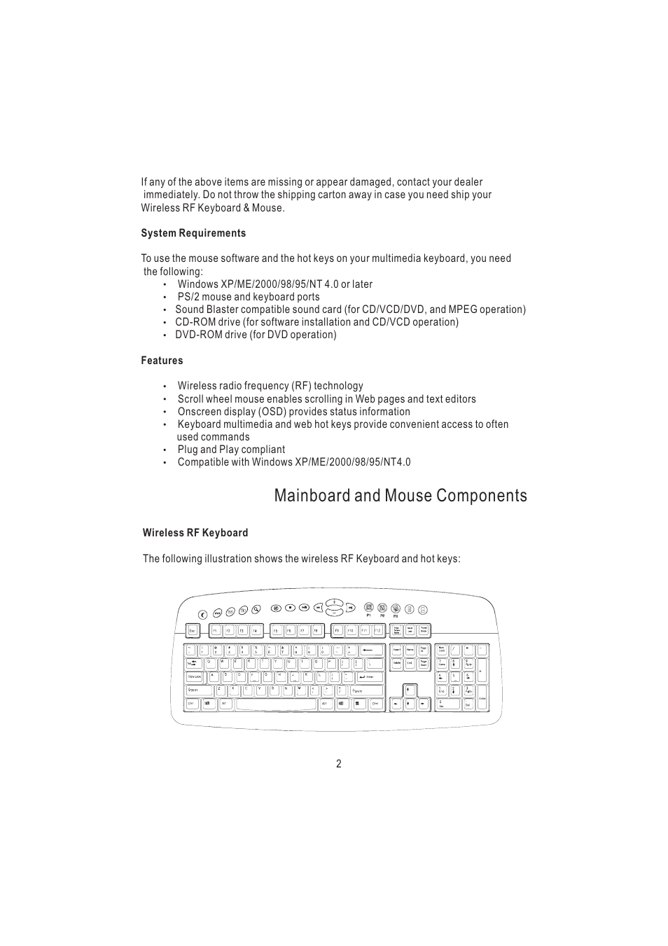Mainboard and mouse components | Nortel Networks AKM9600/8 User Manual | Page 5 / 19