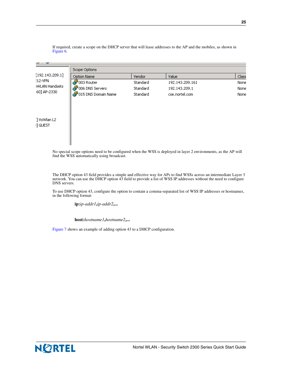 Creating a scope on the dhcp server, Configuring dhcp for aps | Nortel Networks 2300 Series User Manual | Page 25 / 44