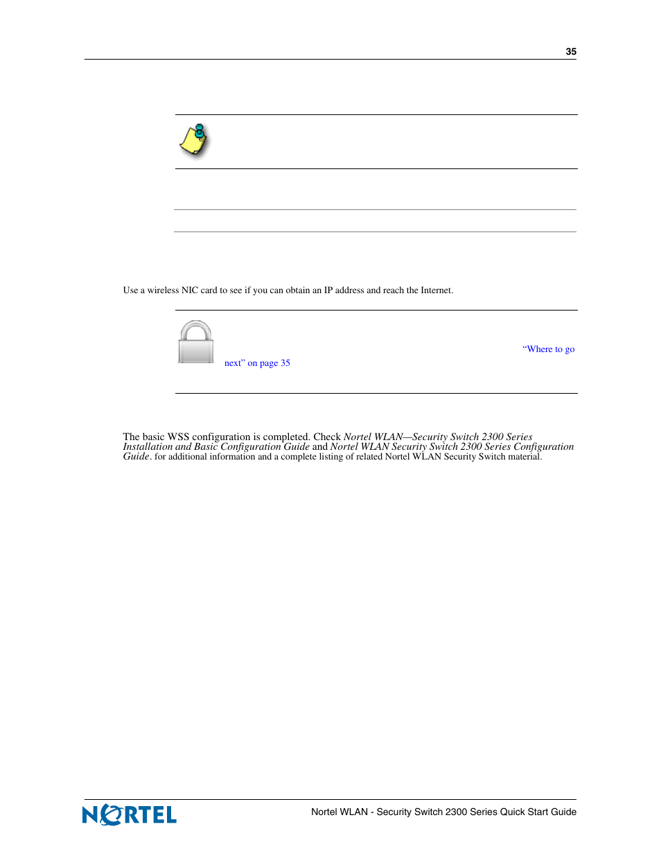 Test the solution, Where to go next | Nortel Networks 2300 Series User Manual | Page 35 / 44