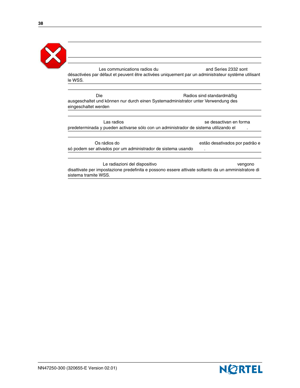 Radio safety advisories for access points | Nortel Networks 2300 Series User Manual | Page 38 / 44