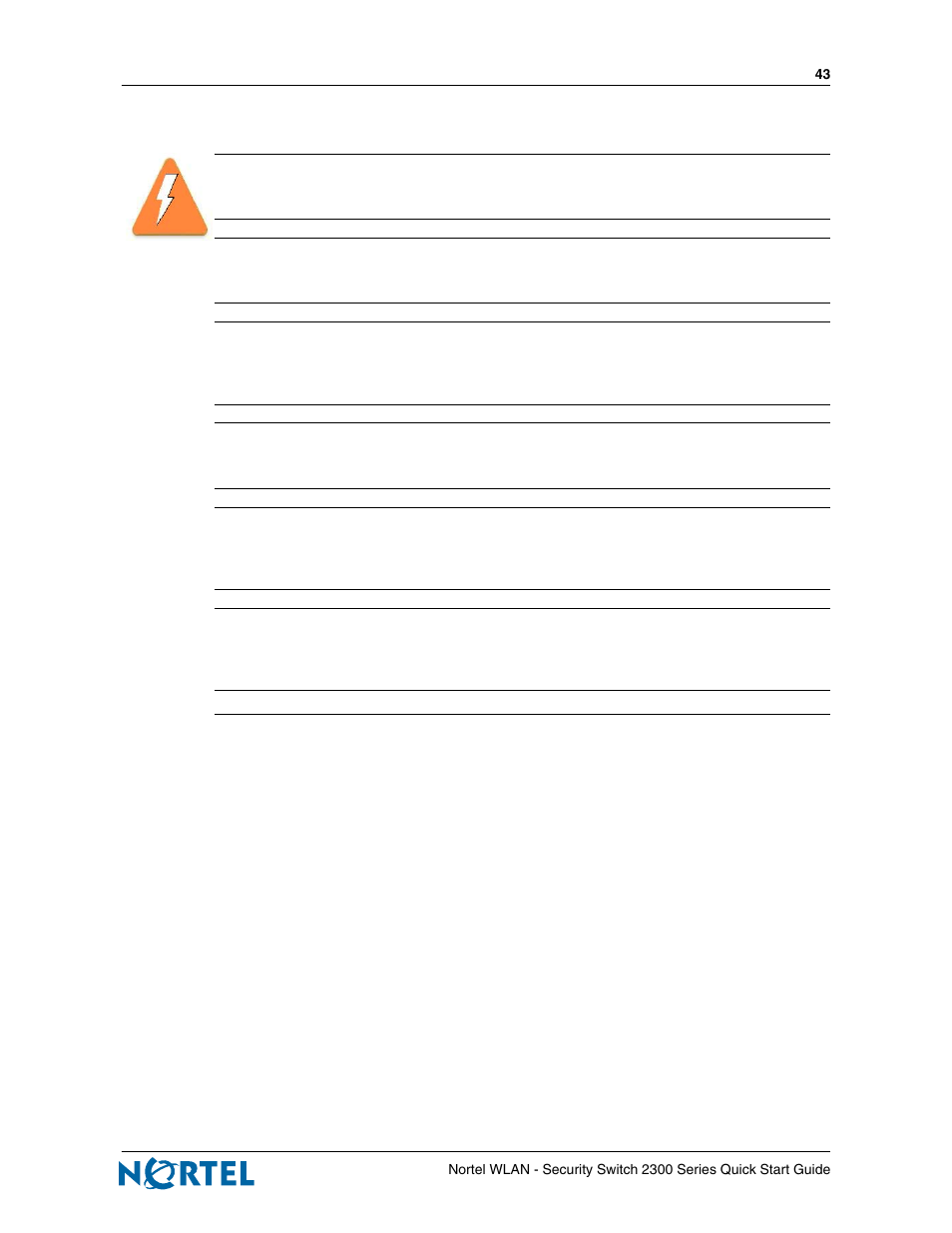 Overcurrent warning | Nortel Networks 2300 Series User Manual | Page 43 / 44