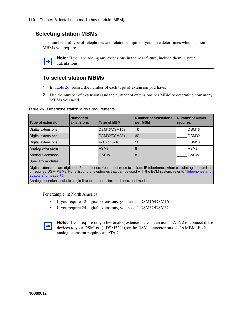 Selecting station mbms, To select station mbms | Nortel Networks BCM200/400 User Manual | Page 110 / 394