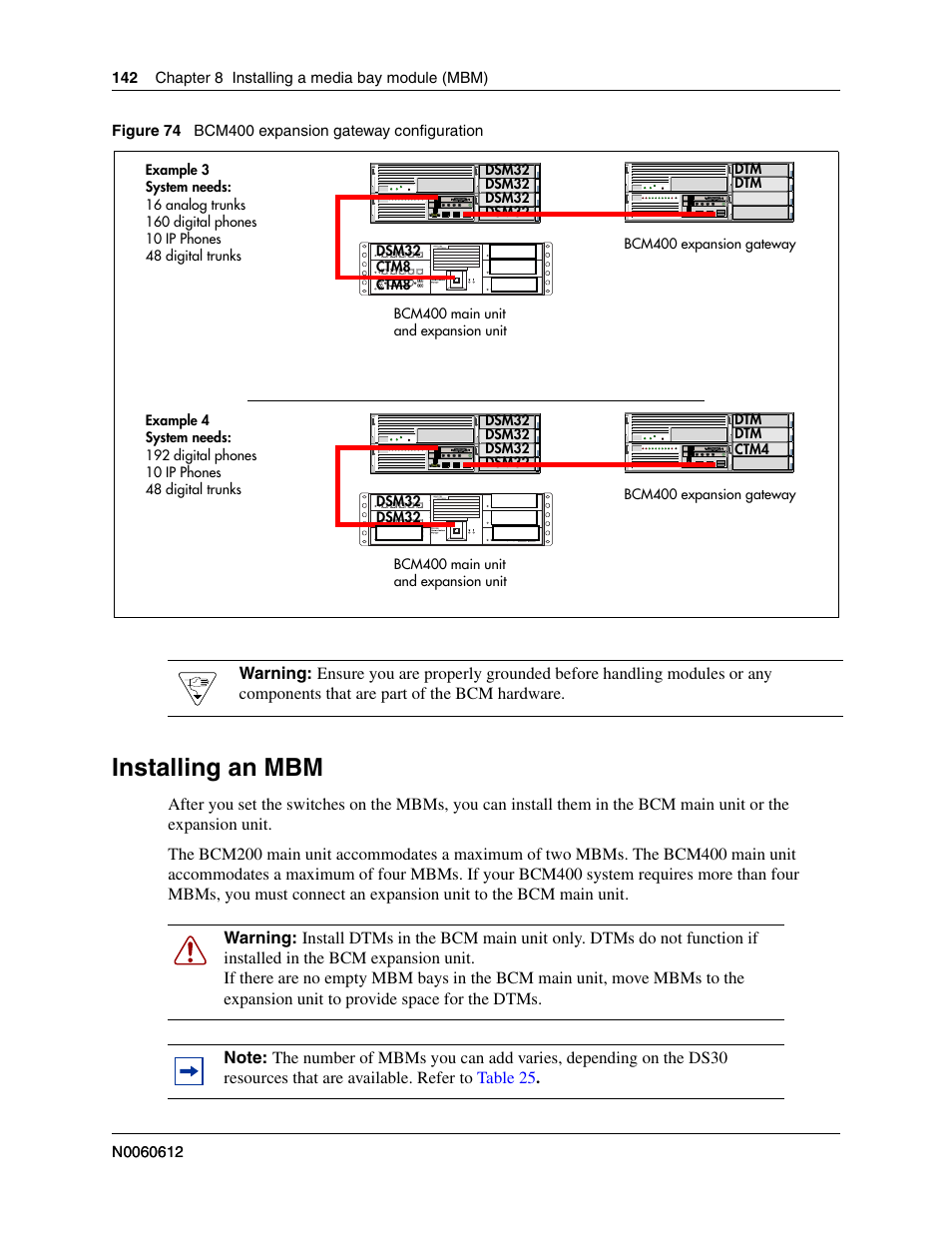 Installing an mbm | Nortel Networks BCM200/400 User Manual | Page 142 / 394