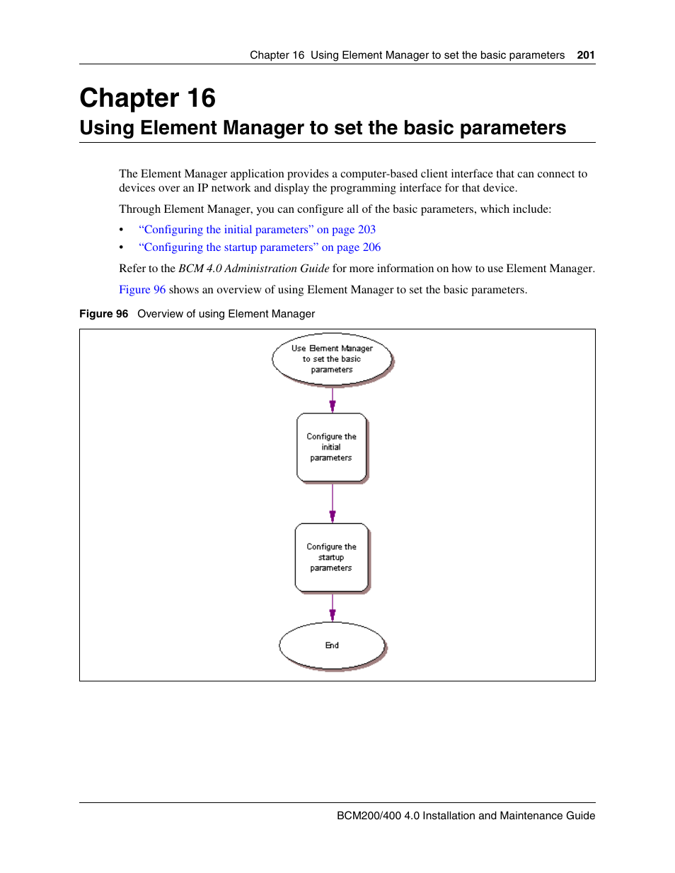 Using element manager to set the basic parameters, Chapter 16 | Nortel Networks BCM200/400 User Manual | Page 201 / 394